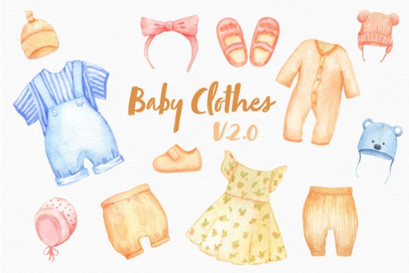Baby Clothes Watercolor Clipart PNG: Gentle Design Assets