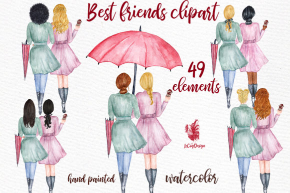 Best Friends Soul Sisters Clipart: A Watercolor Collection