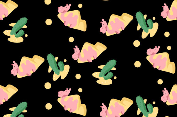 Camel and Cactus Pattern Illustration: A Desert Design Asset