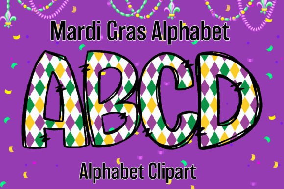 Celebrate in Style with Mardi Gras Alphabet Doodle Sublimation2