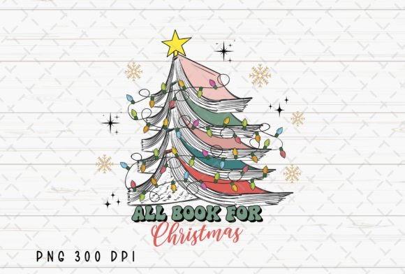 Christmas Book Tree Book Lovers PNG: Festive Design Asset