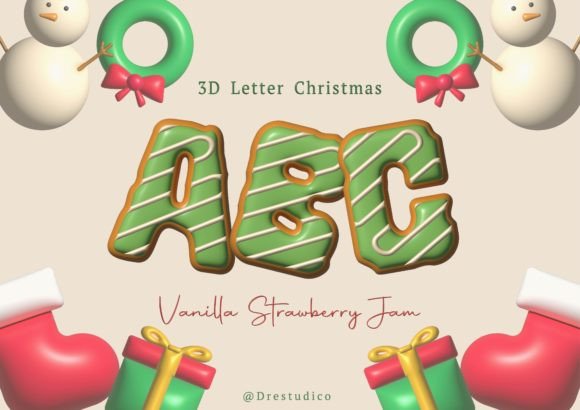 Christmas Cookie Green 3D Alphabet: Festive Dimension for Your Designs