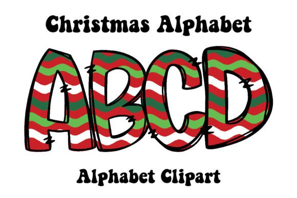 Cute Red Green Strips Christmas Alphabet: Festive Design Asset