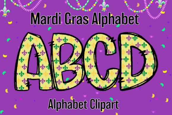 Mardi Gras Alphabet Doodle Sublimation: A Festive Design Asset