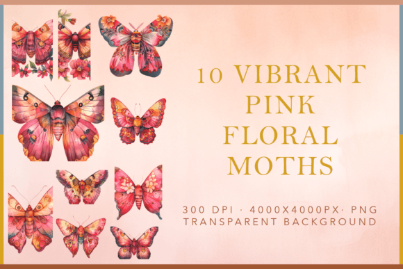 Pink Moth and Floral Clipart: Elevating Your Designs