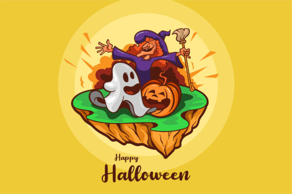 Scary Happy Halloween Illustration: A Timeless Design Asset