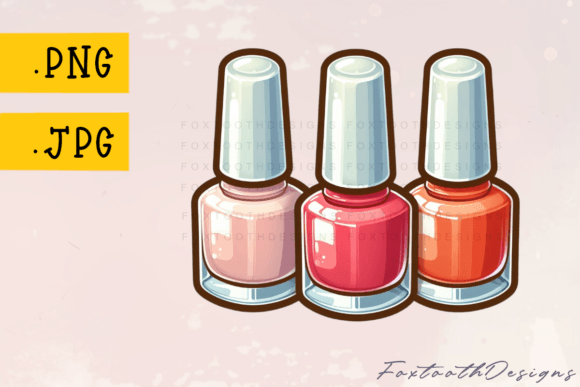 Three Bottles of Nail Polish/Lacquer: A Playful Creative Asset