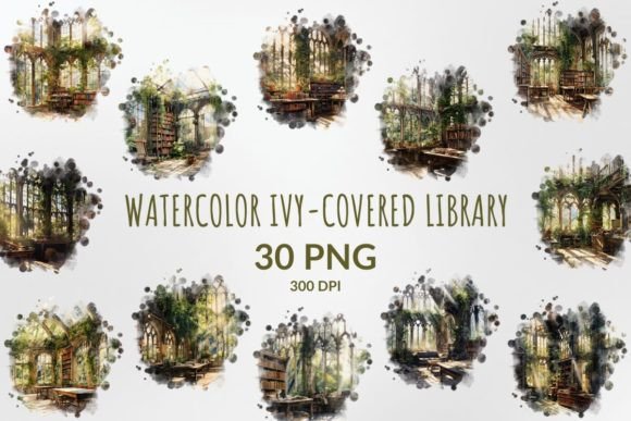 Watercolor Ivy-covered Library Clipart: A Designer's Guide