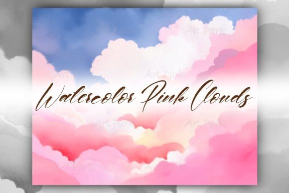 Watercolor Pink Clouds Background: A Dreamy Digital Asset